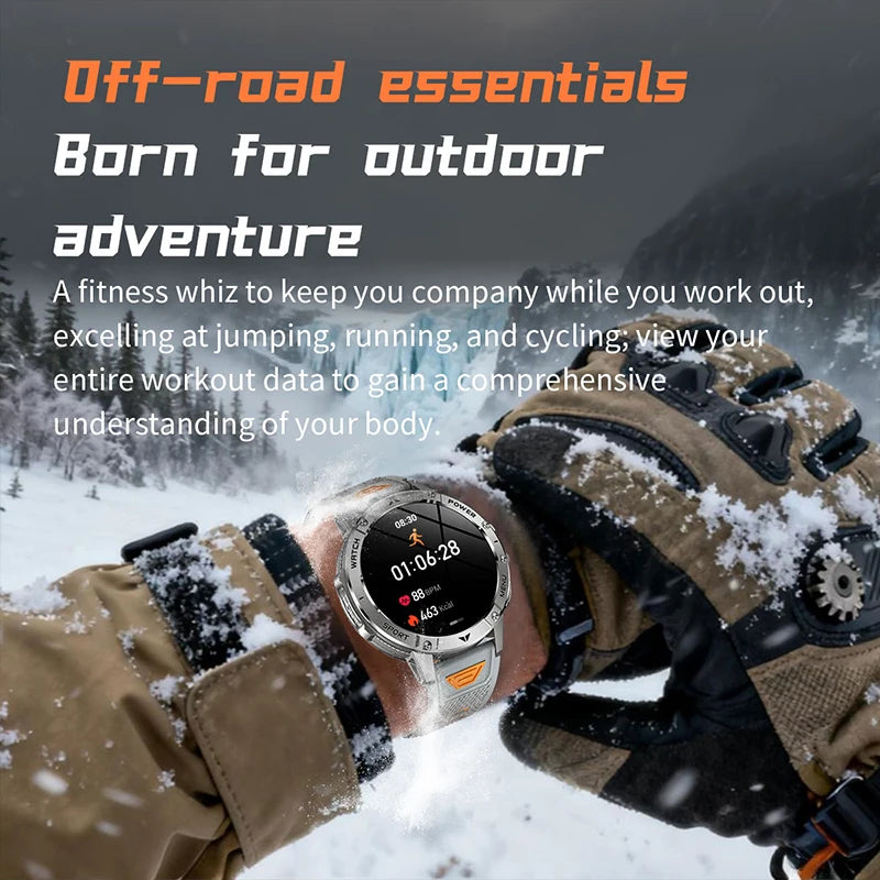 2026 Smartwatch,1400mAh battery,1.7"IPS screen,120+sports,SOS strobe alarm,IPX8 waterproof,LED light,BT Call,Xmas birthday gift