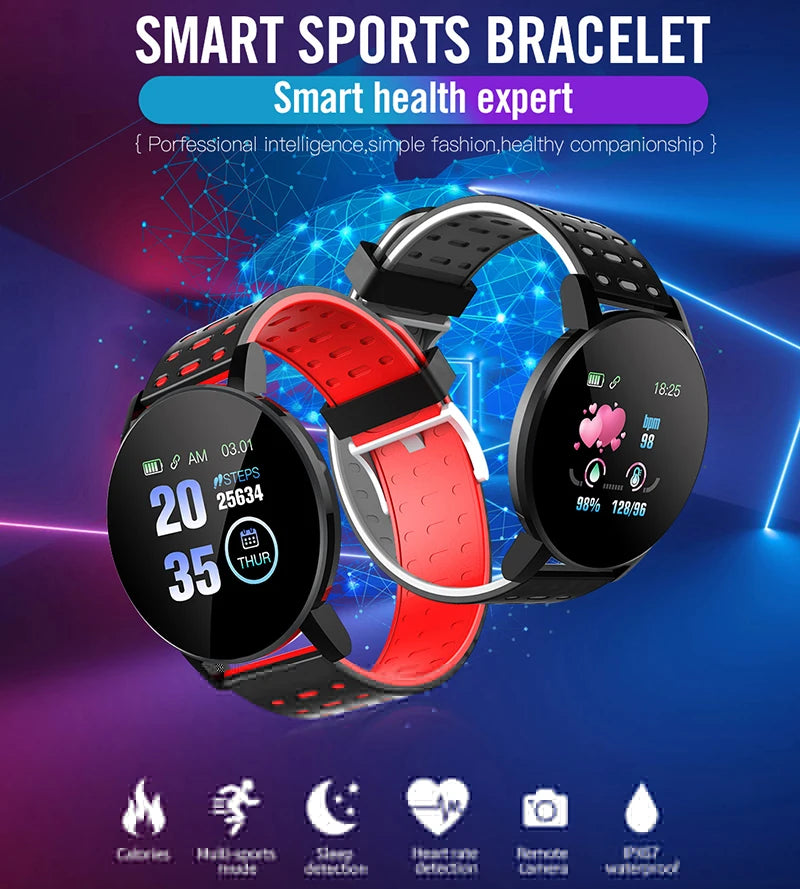 Smart Watch Led Digital Clock Waterproof Smartwatch 1.44" Screen Full Touch Smartband Heart Rate Monitor Fitness Tracker Watch