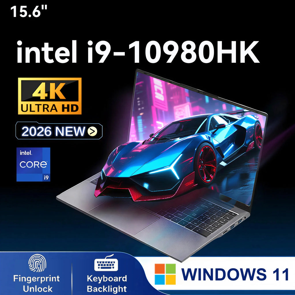 15.6'' Intel Core I9 10980HK Gaming Laptop Windows 11 16GB RAM 1TB 2TB SSD Fingerprint Unlock Computer Backlight Office Laptop P