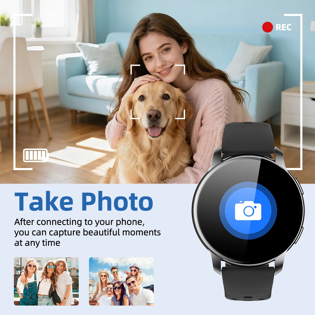 2026 New Smart Watch for Android/IOS 1.46''HD Display Camera Control Wireless Phone Call Voice Answer Christmas Gift Men Women