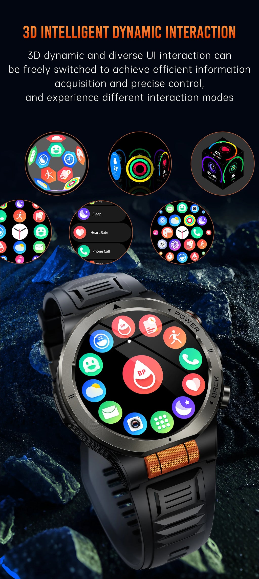 Smart Watch 1.43AMOLED Colorful Screen Highlight 1100mAh Battery Outdoor Compass 100+ Sports Mode Health Monitoring Smart Watch