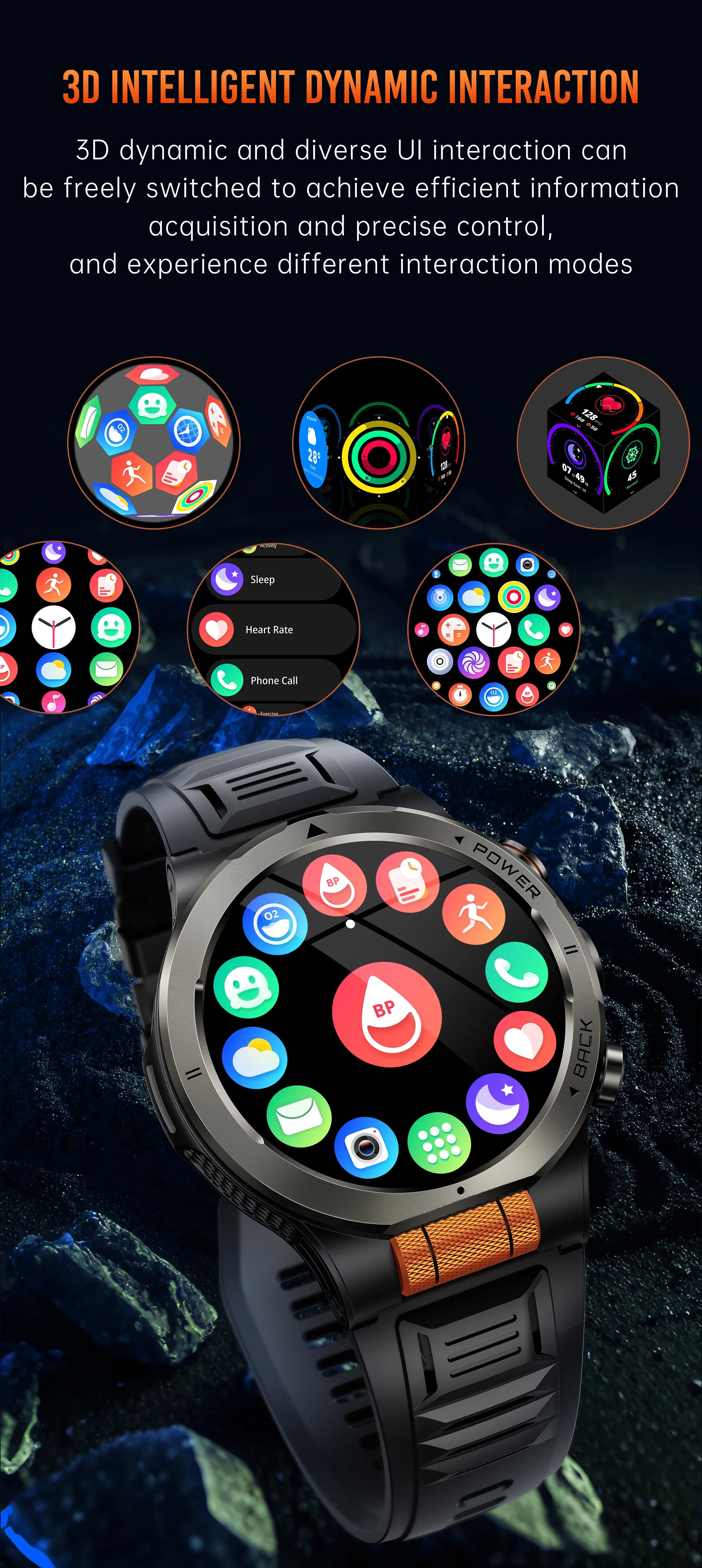 Smart Watch 1.43AMOLED Colorful Screen Highlight 1100mAh Battery Outdoor Compass 100+ Sports Mode Health Monitoring Smart Watch