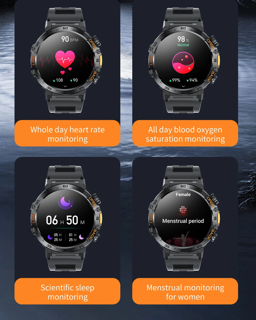 LIGE Smart Watch Men 360*360 AMOLED HD Screen Waterproof Sports Fitness Watches Flashlight Men Smartwatch For Andrio IOS 2026