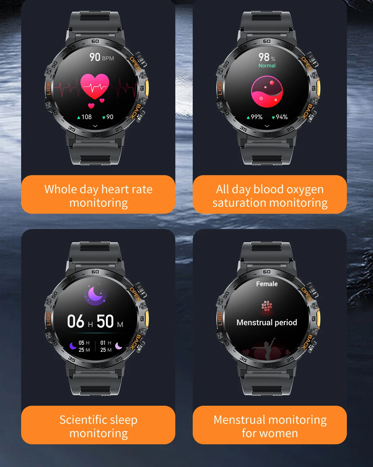 LIGE Smart Watch Men 360*360 AMOLED HD Screen Waterproof Sports Fitness Watches Flashlight Men Smartwatch For Andrio IOS 2026