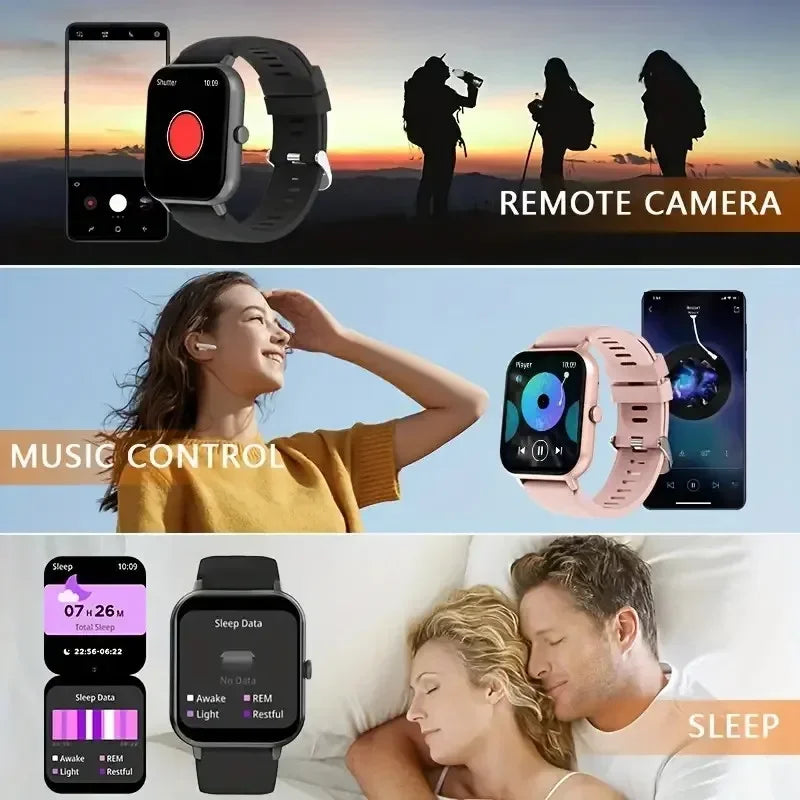 Smartwatch With 1.83" Full Touch Screen,Text & Call Functions,100+ Sports Modes,Pedometer,Calorie Counter,Android & Iphone
