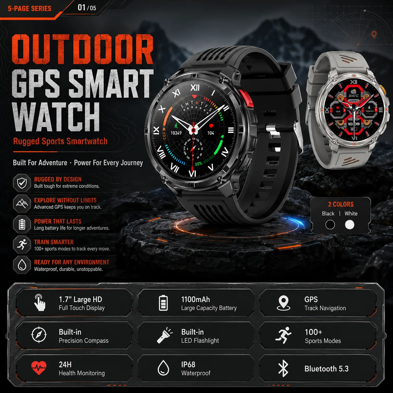 Smart Watch IP68 Waterproof Alarm Clock Reminder Music Control Breathing Training Exercise Mode Health Monitoring Smart Watch