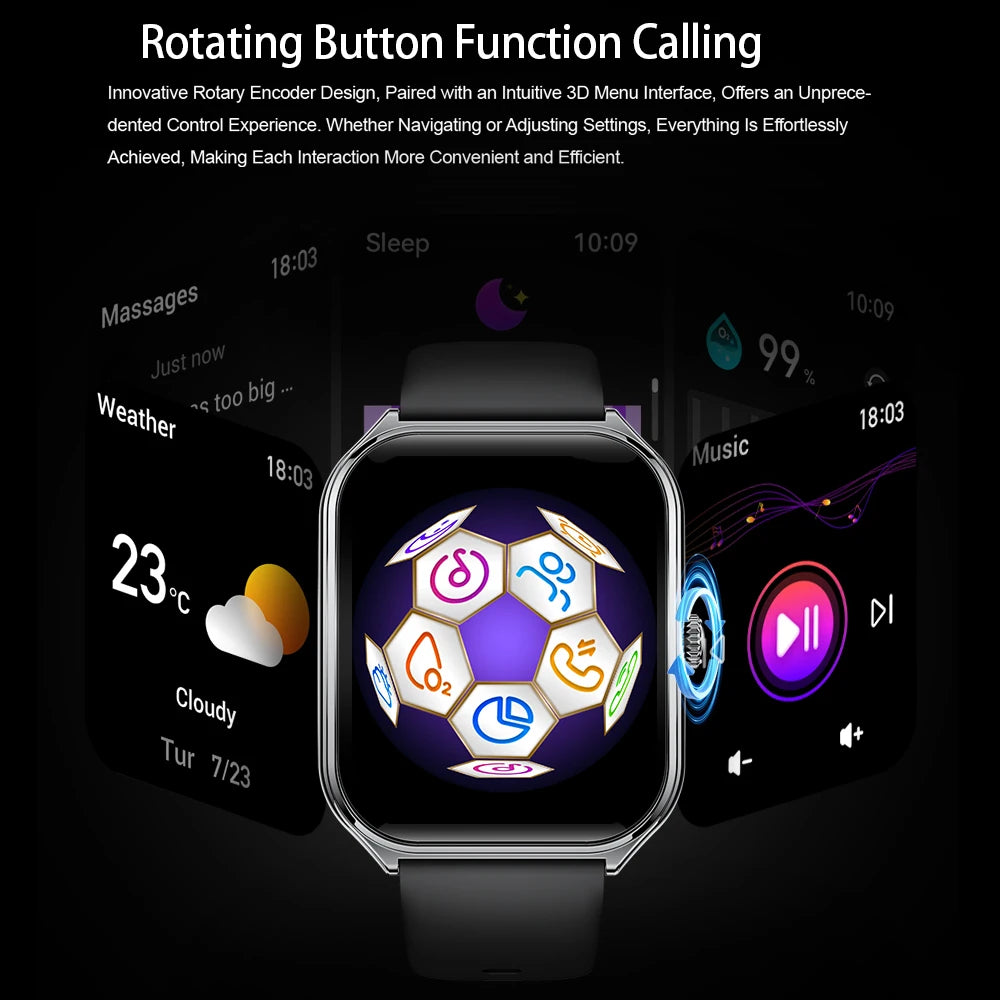 2026 New Smartwatch 1.96 inch Ultra-thin Bluetooth Call Health Monitor IP68 Waterproof 100 Sport Smart Bracelet For  Android iOS