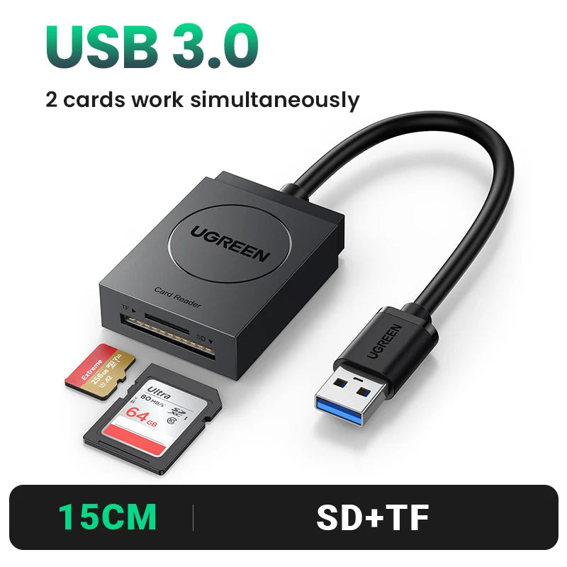 UGREEN Card Reader 4-in-1 USB3.0 USB-C OTG to SD CF Micro SD TF MS Card Adapter for Laptop PC Windows macOS Memory Card Adapter