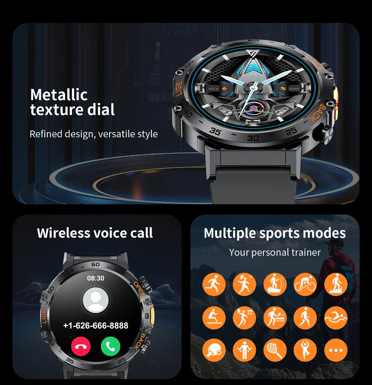 LIGE Smart Watch Men 360*360 AMOLED HD Screen Waterproof Sports Fitness Watches Flashlight Men Smartwatch For Andrio IOS 2026