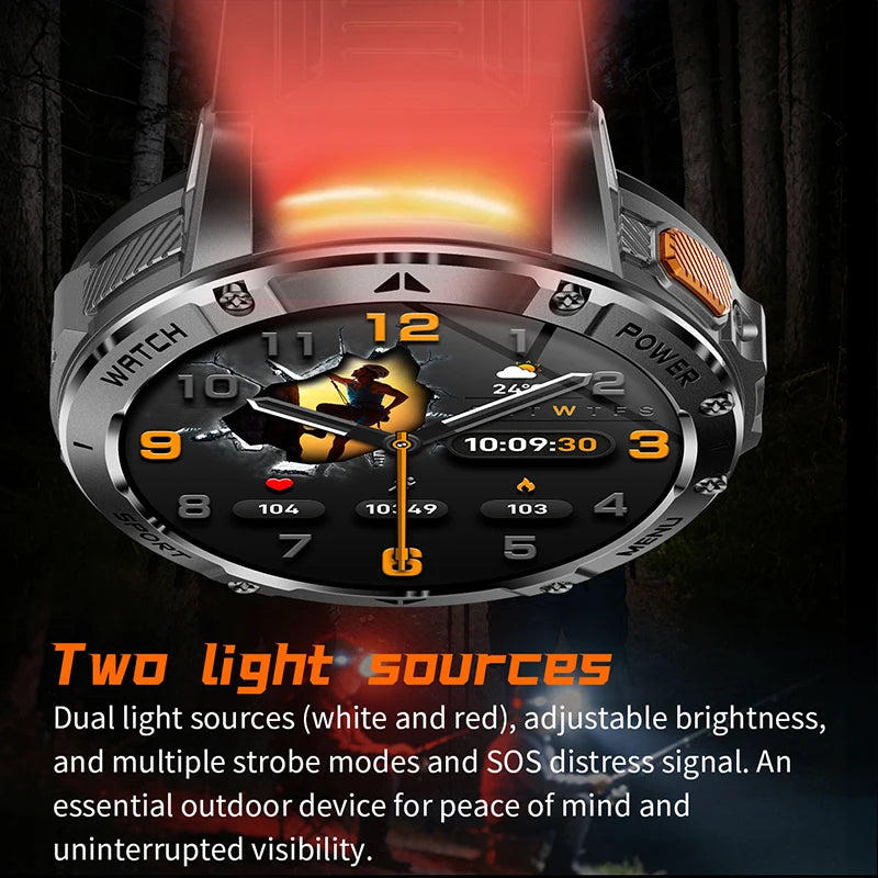 2026 Smartwatch,1400mAh battery,1.7"IPS screen,120+sports,SOS strobe alarm,IPX8 waterproof,LED light,BT Call,Xmas birthday gift