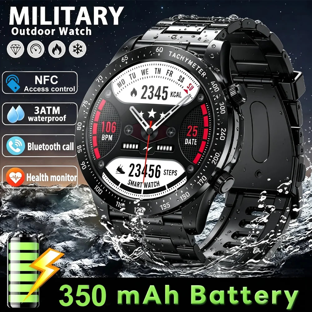 2026 new smart fitness watch with health tracking, heart rate monitor, NFC access, blood pressure check, and wireless calling,