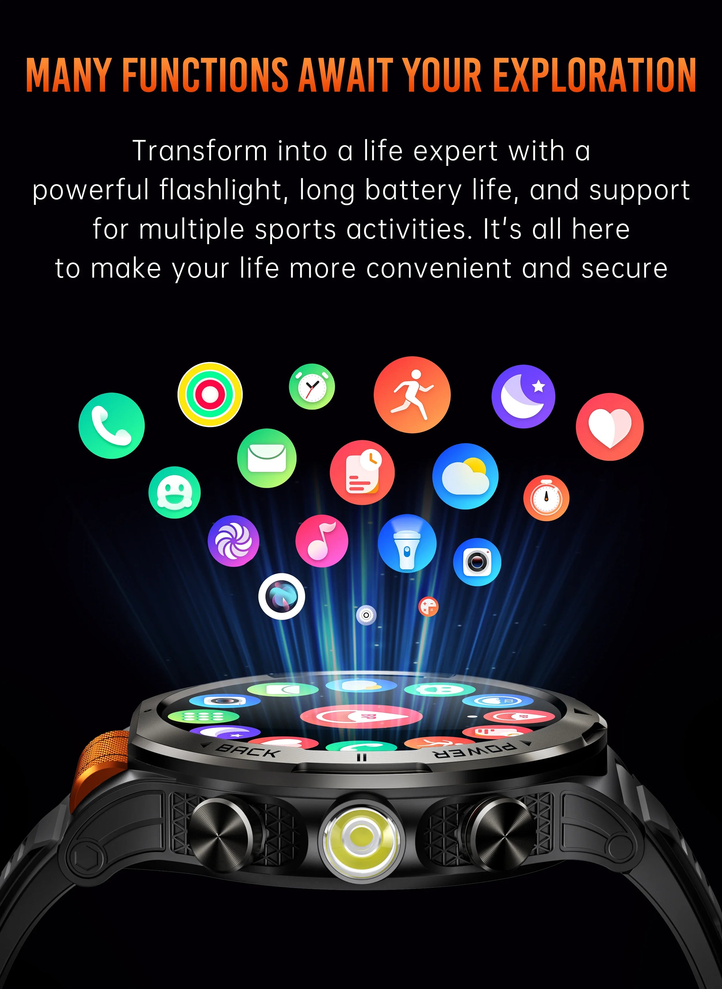 Smart Watch 1.43AMOLED Colorful Screen Highlight 1100mAh Battery Outdoor Compass 100+ Sports Mode Health Monitoring Smart Watch