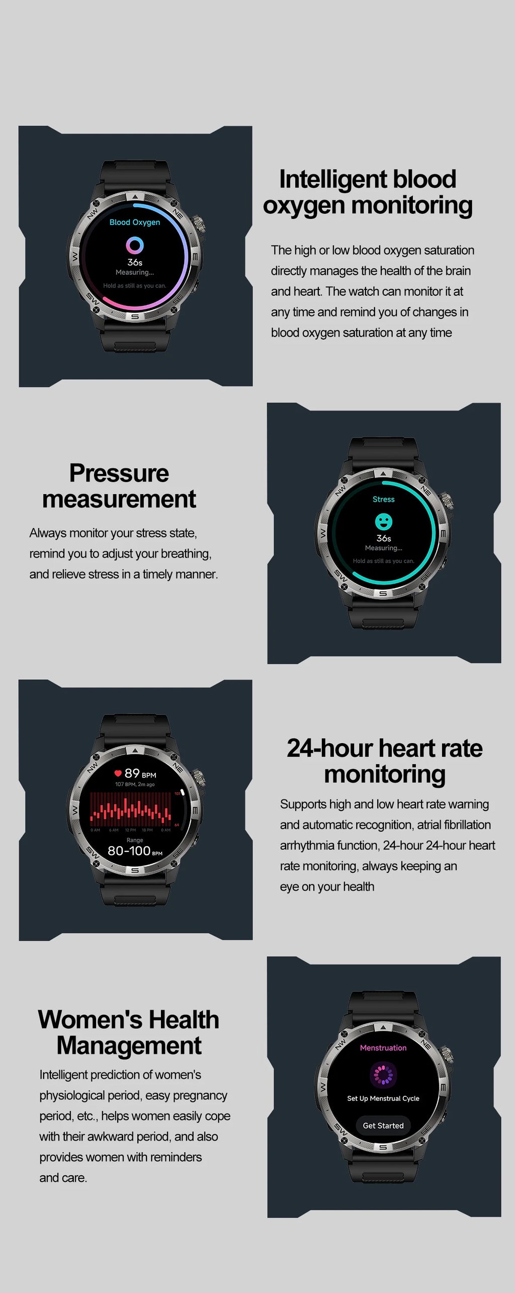 Smart Watch 2026 For Android IOS GPS Compass Sports Smart Watches For Man Women HD AMOLED Bluetooth Call Waterproof Smartwatch