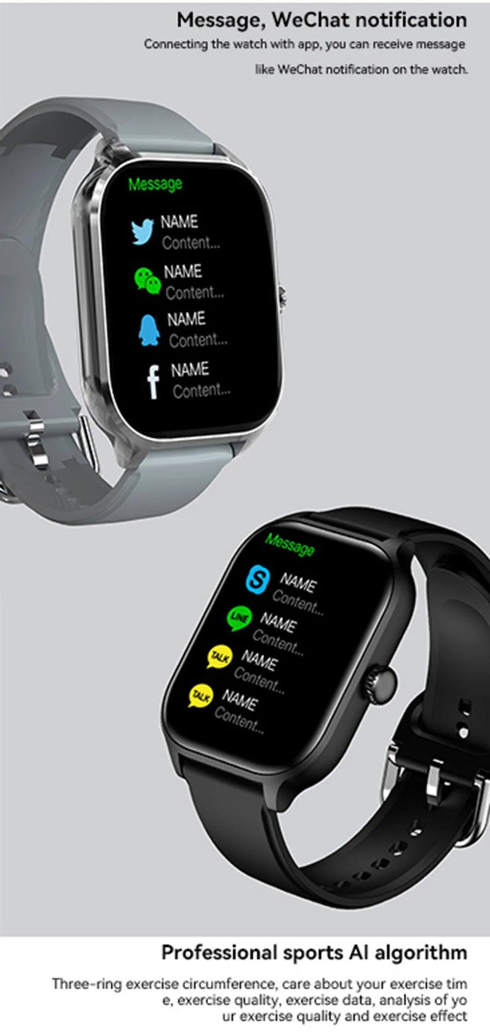 2026 New Smart Watch For Android IOS 2.01Inch Color Screen Bluetooth Call Blood Oxygen/Pressure Monitoring Smart Watch Women Men