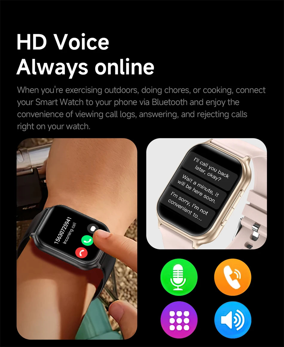 2026 New Smartwatches Men Women Professional Sports Fitness IP68 Waterproof Built-in 24H Heart Rate Bluetooth Call Smart Watch
