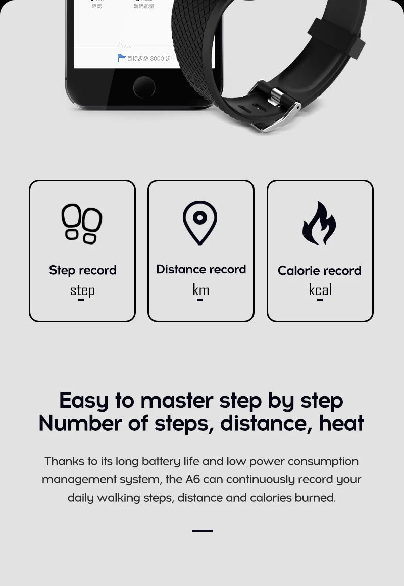 Smart Watch 116Plus D13 Sport Wristband Running Fitness Monitor Track Heart Rate Message Remind Men Smartwatch Woman Clock