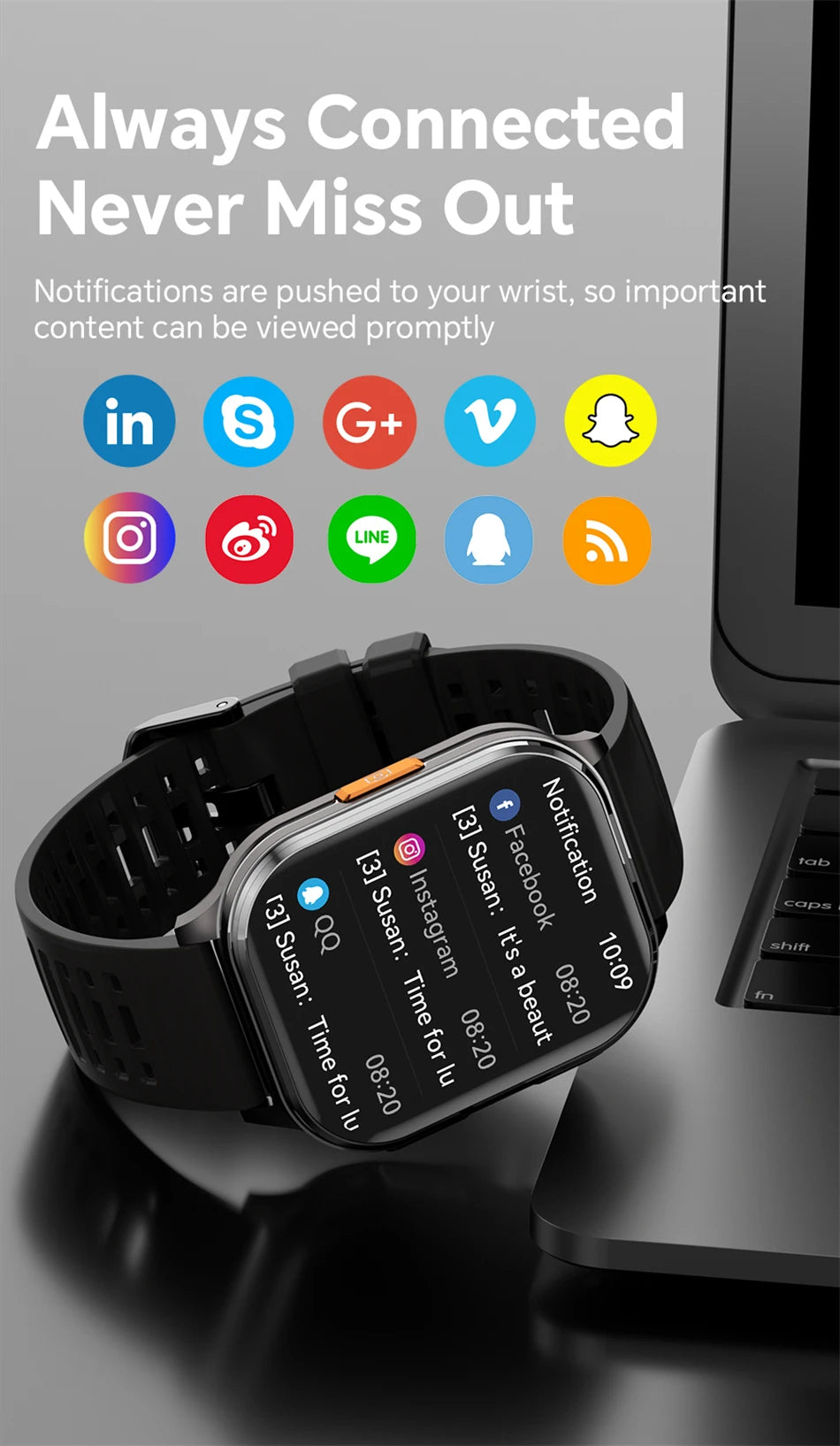 New Smartwatch Men Women Camera Take Photos Record Video Health Monitor Sports Fitness Waterproof Flashlight Call Smart Watches