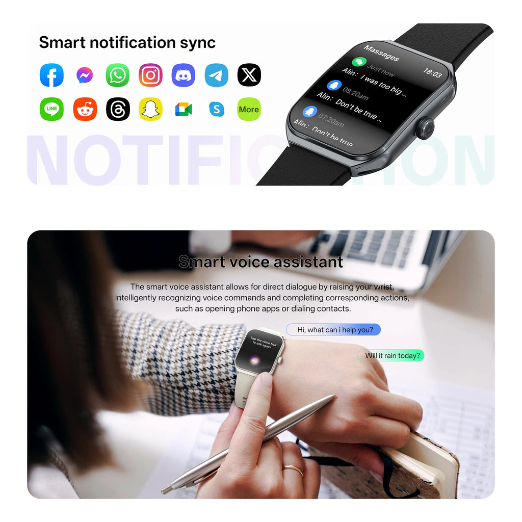 Smart Watch for Men's Women's 1.95-inch AMOLED HD Screen IP68 Waterproof 100+Sports Mode Fitness Tracker Heart Rate monitoring