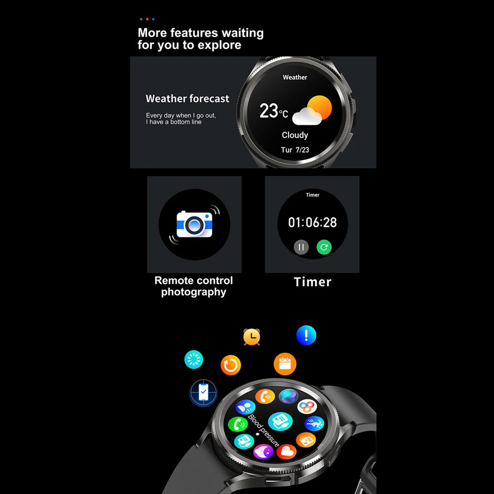 2025 New Smart Watch 6 Men's Outdoor Sports 100+ Sport Modes IP68 Waterproof Watch AMOELD HD Screen Smartwatch Android IOS