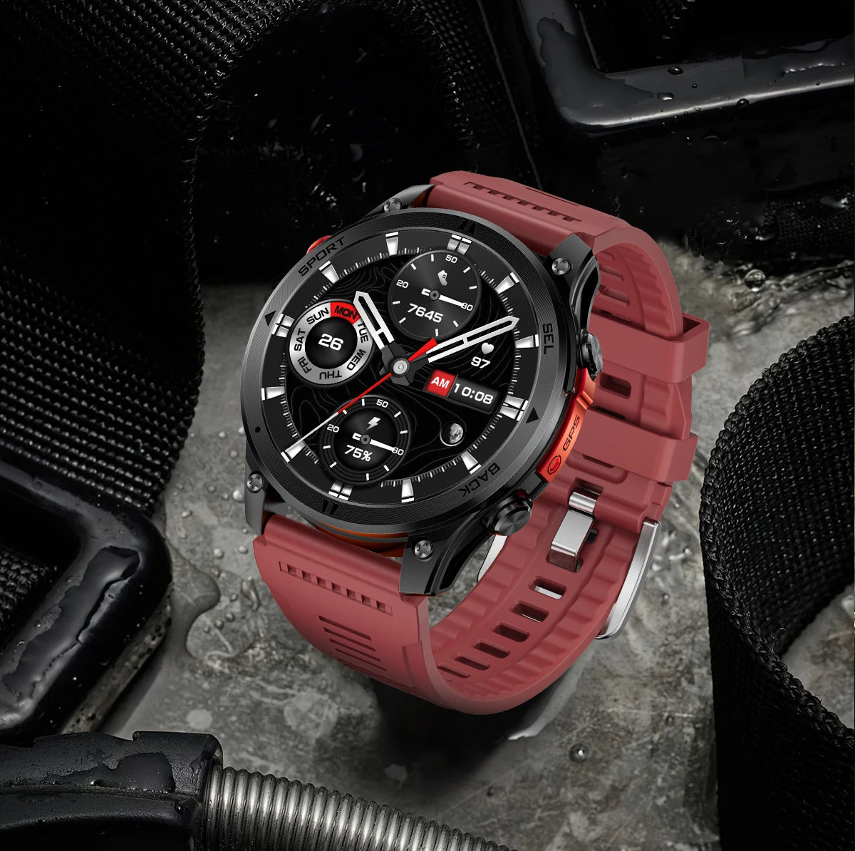 2026NEW Smart Watch Outdoors Sports MAN Bluetooth Call IP68 Waterproof Heart Rate GPS HD Screen Large Battery Health Monitoring