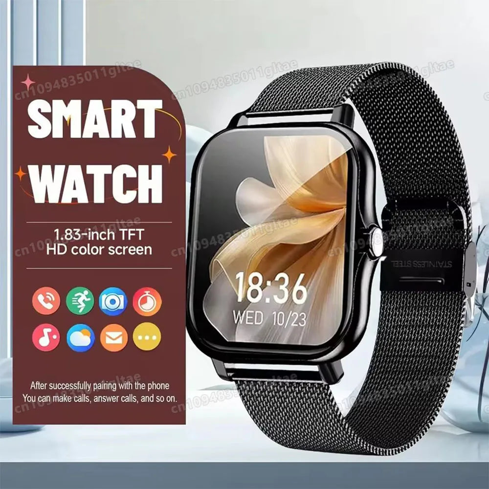 2026 New Smart Watch 2.01” Inch HD Screen Bluetooth Talk Pedometer IP68 Waterproof 123 Sport Modes Man Woman Watch Gift Pk HW12