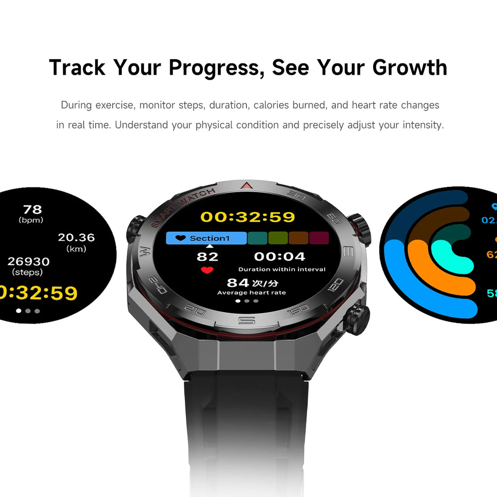 2026 smartwatch, 1.5-inch touchscreen, supports wireless calls, music, various sports modes, message sending and alarm functions
