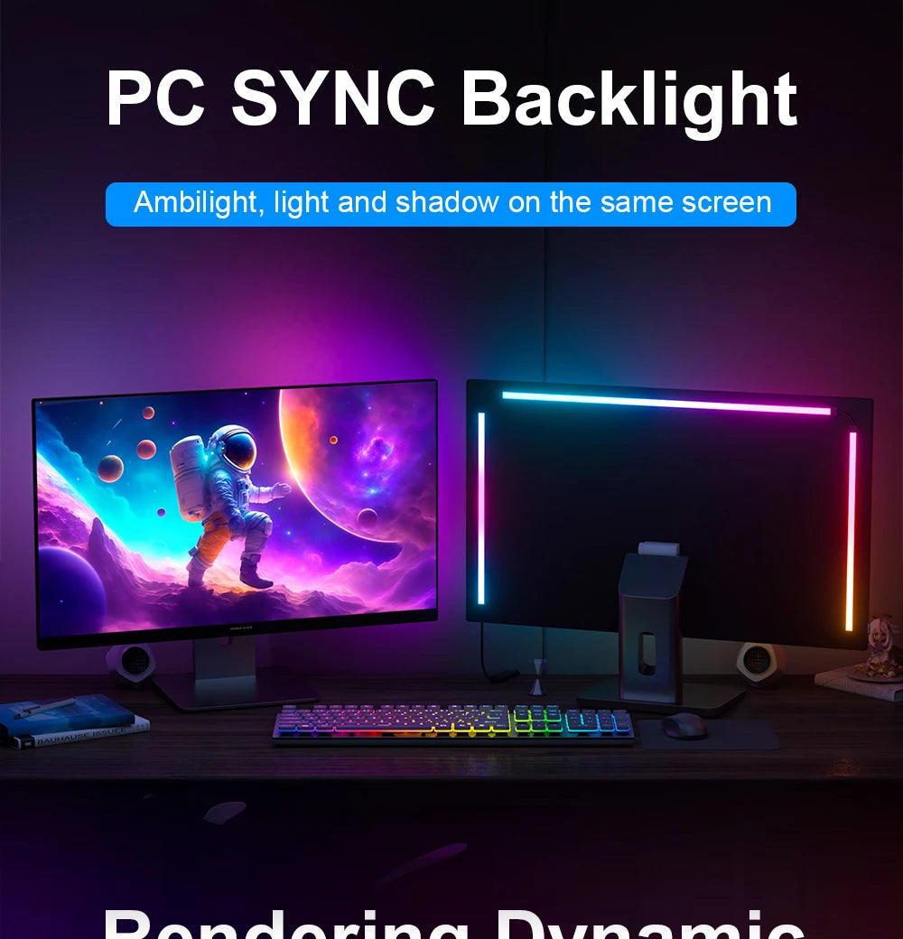 Smart Ambient TV PC Display Sync Computer Monitor Backlight LED Strip Light RGB Smart DIY Game Holiday Atmosphere Decor Lamp