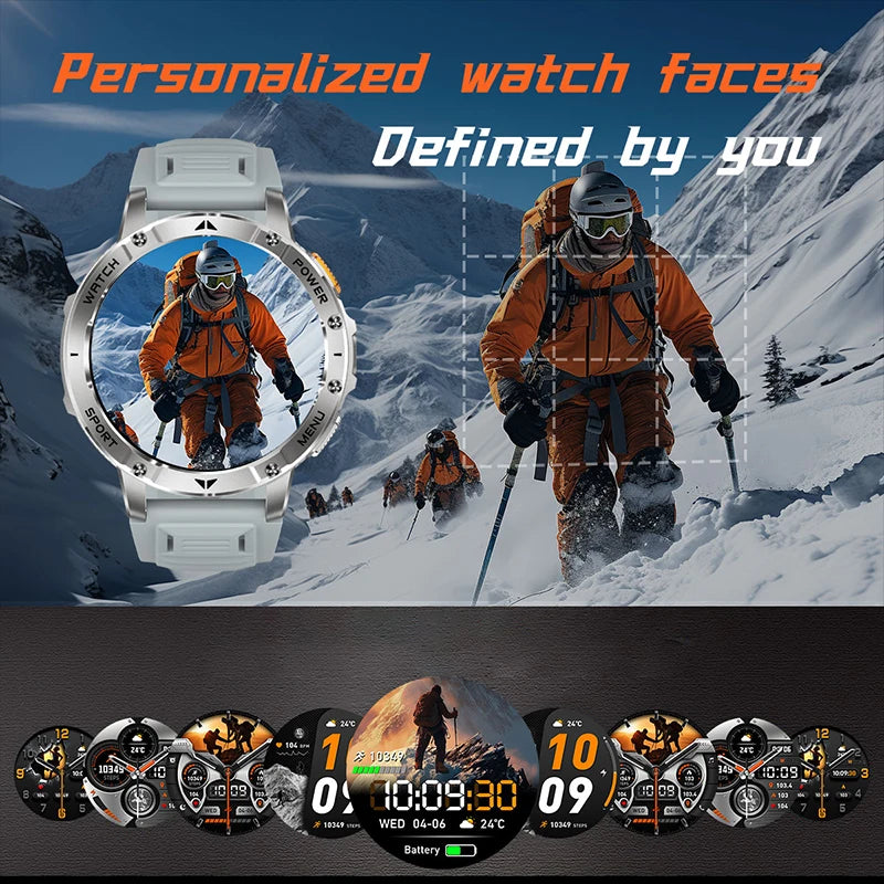 2026 Smartwatch,1400mAh battery,1.7"IPS screen,120+sports,SOS strobe alarm,IPX8 waterproof,LED light,BT Call,Xmas birthday gift