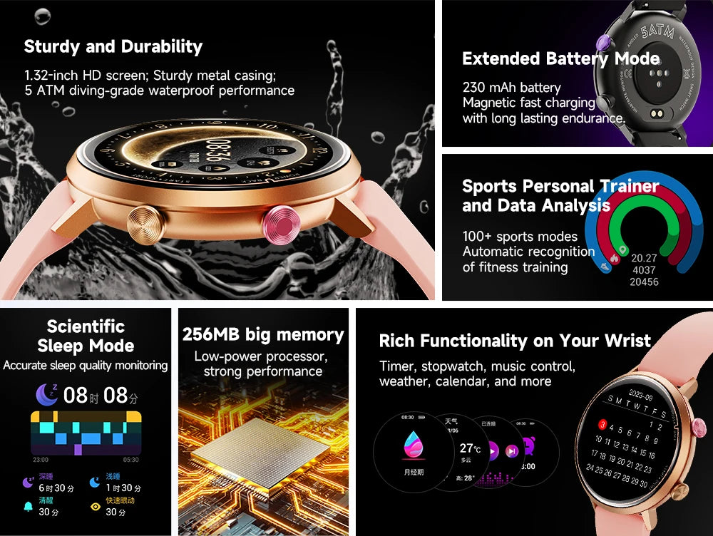 Smart Watch for Lovers, Outdoor Sports Matching, Message Notifications Deep Waterproof All-day Health Monitoring Valentine's Day