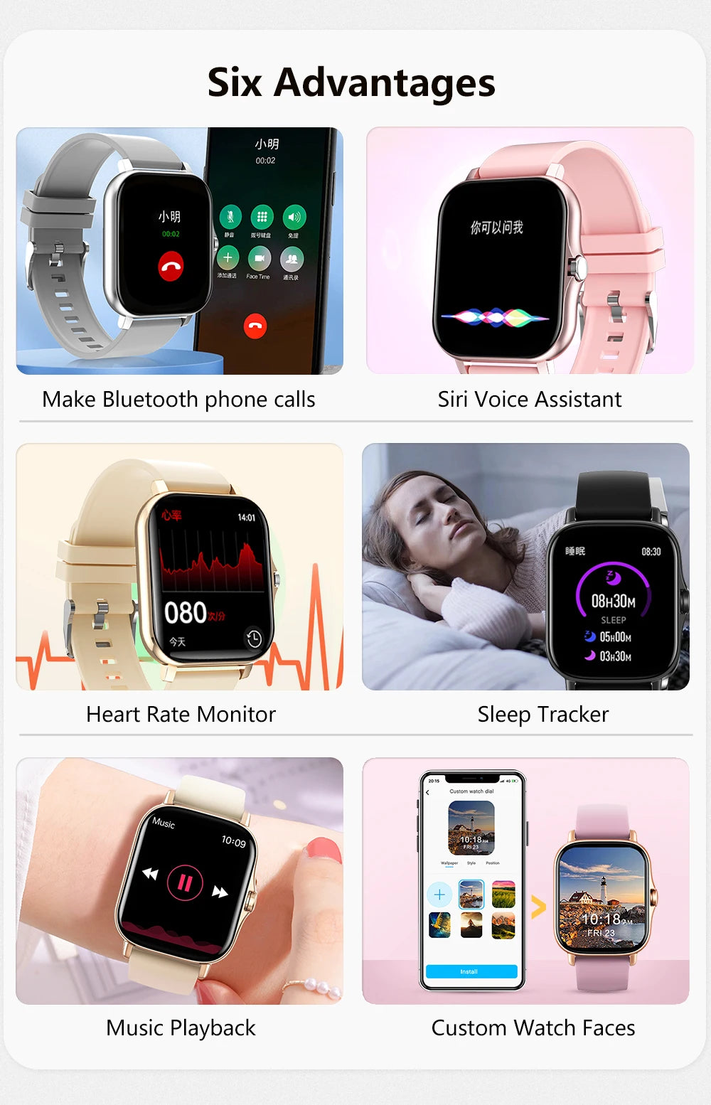 Smart Watch Android Phone 1.44''Inch Color Screen Bluetooth Call Smart Watch Women Men