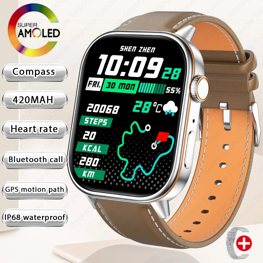 New Smart Watch for Men and Women HD AMOLED Screen Heart Rate Bluetooth Call GPS Tracking IP67 Waterproof Sports Smart Watch