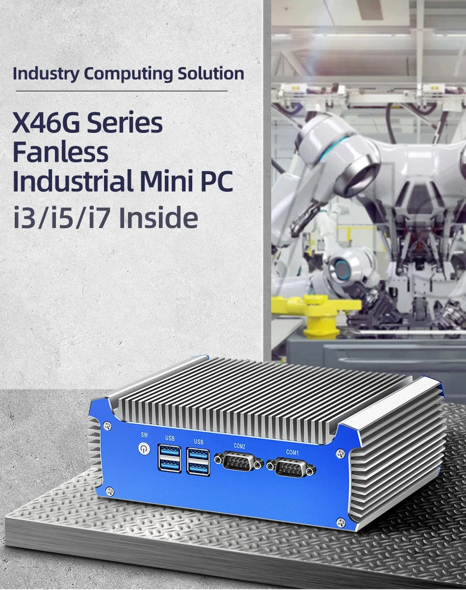 Inter Core i3 i5 i7 Industrial Mini PC Support WiFi 3G/4G LTE Linux Pfsense Computer with 2xLAN 2xRS232 4xUSB3.0 Windows10 Ready