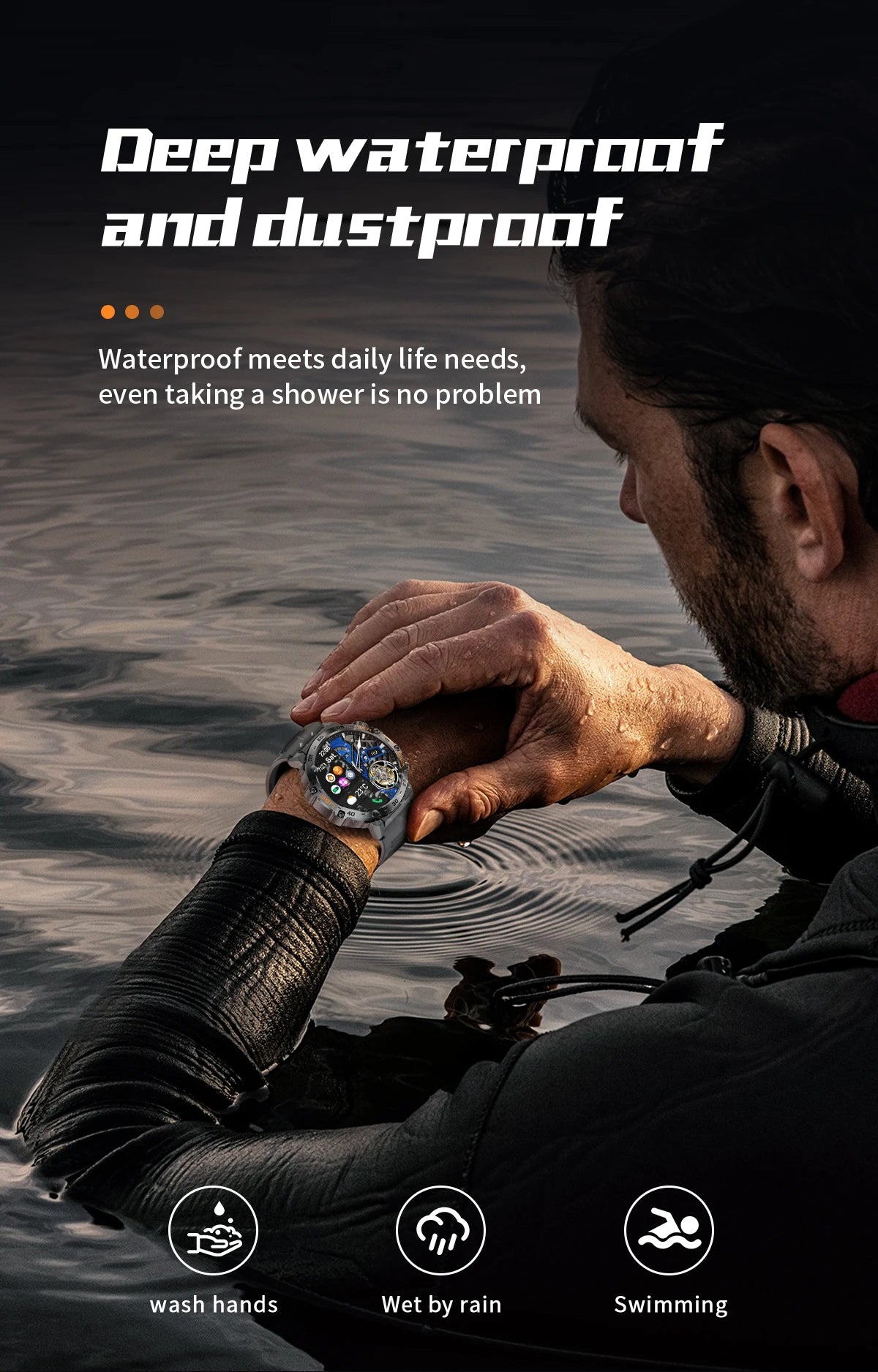 LIGE Smart Watch Men 360*360 AMOLED HD Screen Waterproof Sports Fitness Watches Flashlight Men Smartwatch For Andrio IOS 2026