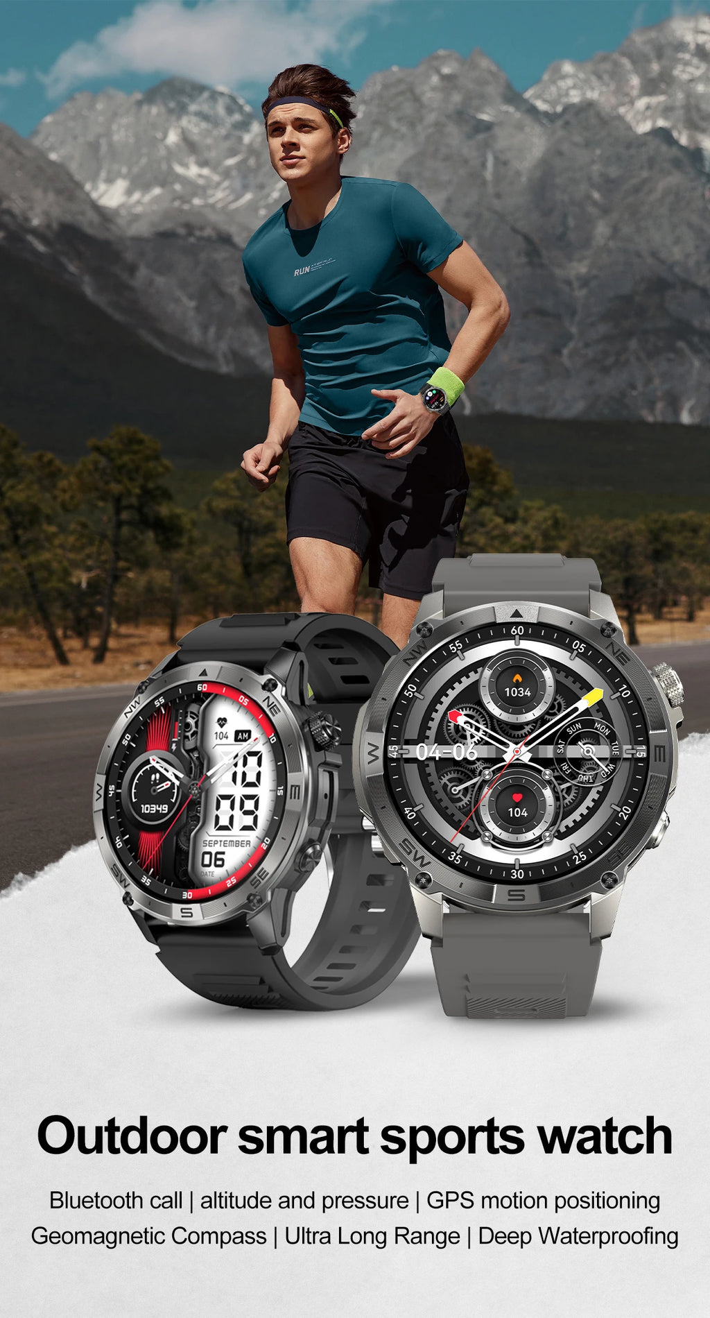 Smart Watch 2026 For Android IOS GPS Compass Sports Smart Watches For Man Women HD AMOLED Bluetooth Call Waterproof Smartwatch