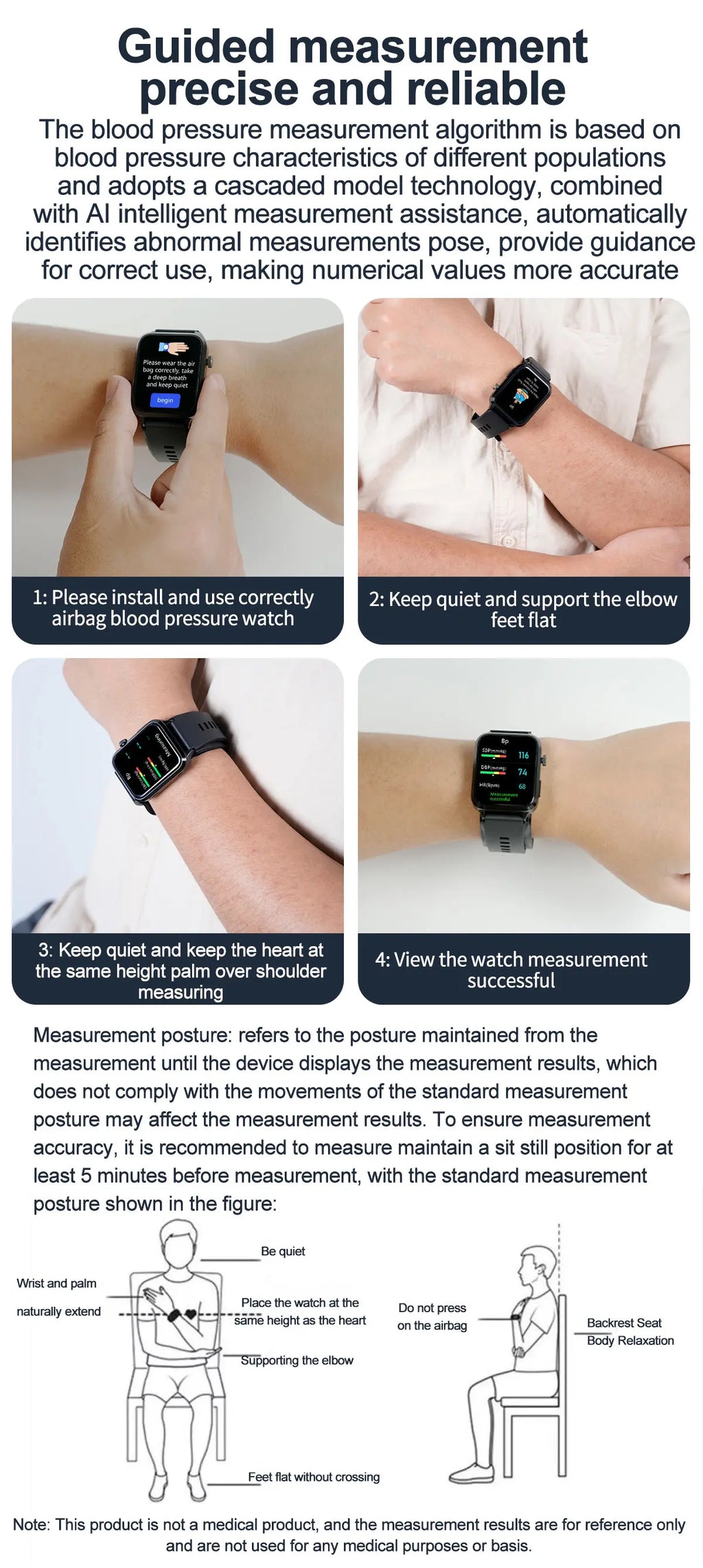2026 New Smart Watch air Pump ECG True Accurately Blood Pressure Airbag health watch Uric Acid Blood Lipids watch men waterproof