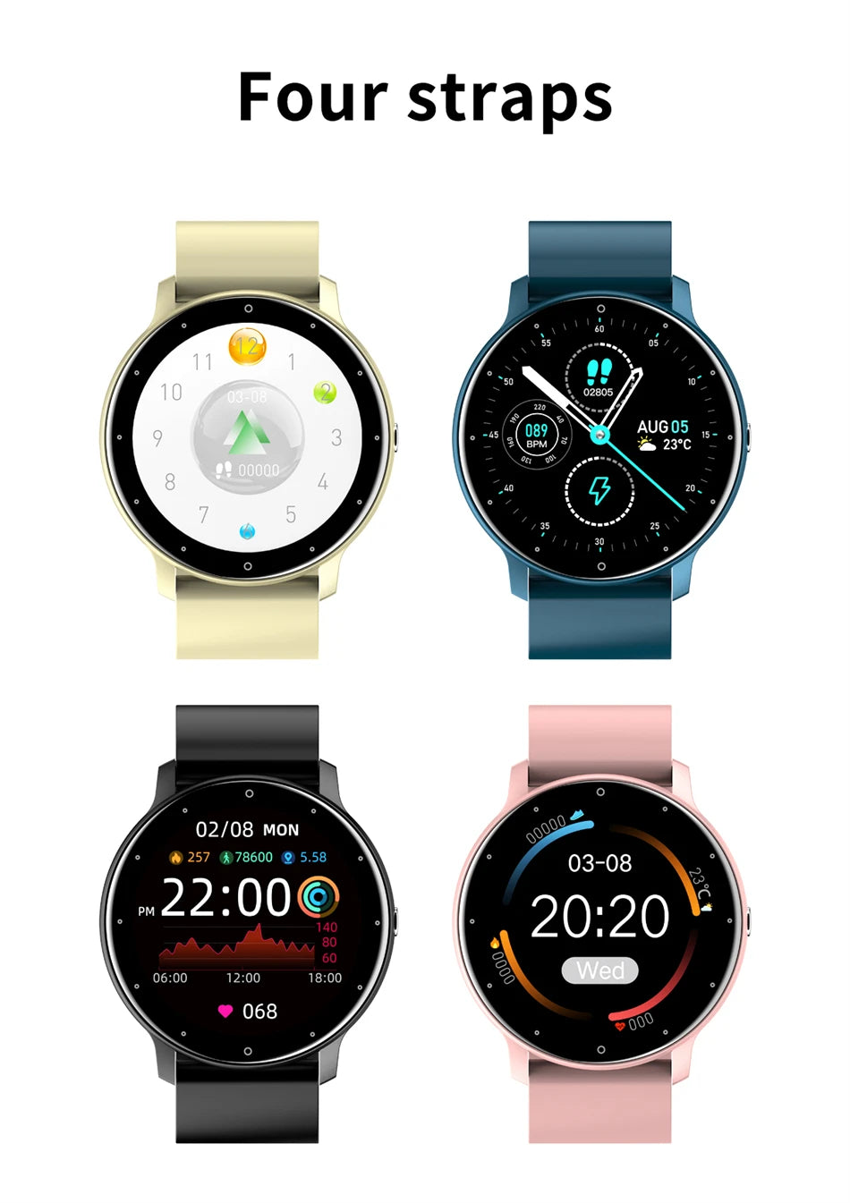 LIGE Smart Watch Women Men Full Touch Screen Bluetooth Call Smartwatch Waterproof Sports Fitness Tracker Watches for Android iOS