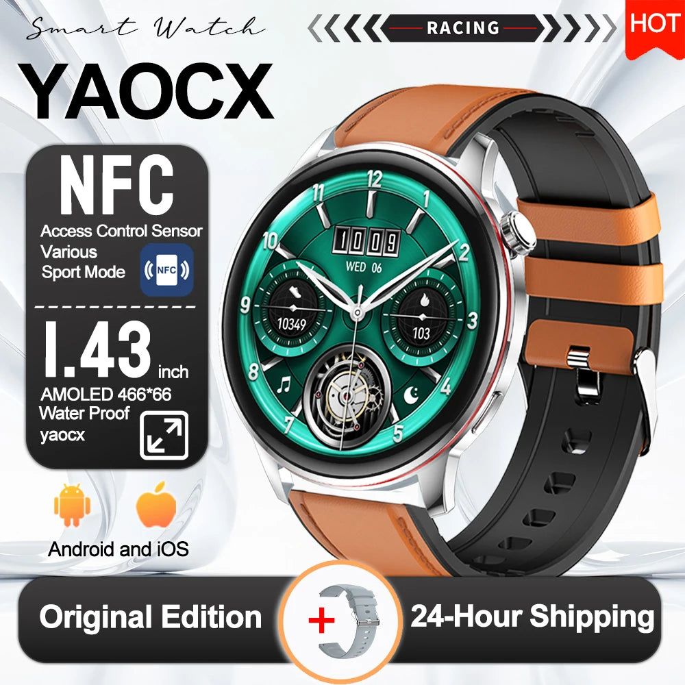 2026 Smart Fashion Watch 1.43'' 100+ Sports Mode Information Push Voice Assistant IP68 Waterproof Custom Watch Face Smart Watch