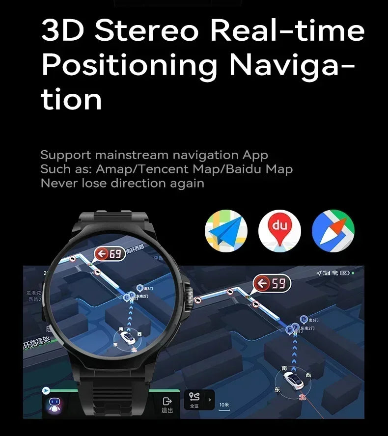 2025 New Smartwatch 1.85-inch Display High Definition Screen Android OS 4G SIM Card 180° Rotating Camera Waterproof WiFi GPS