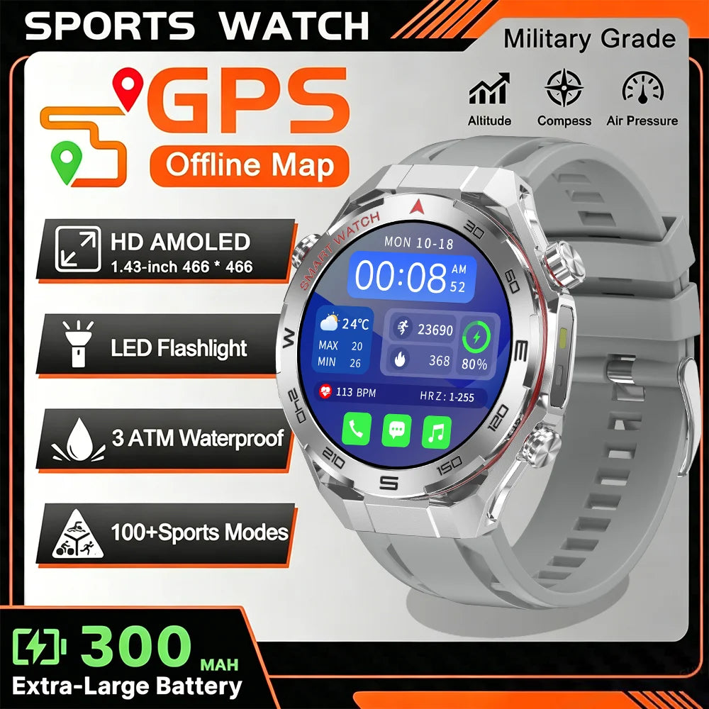 2026 smartwatch, 1.5-inch touchscreen, supports wireless calls, music, various sports modes, message sending and alarm functions