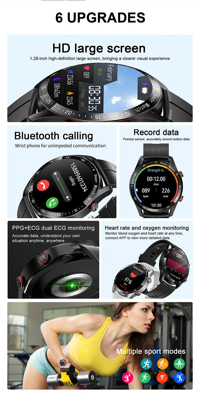 2026 New Electronic Smartwatch Waterproof Sports Watch Wrist Smart Watches for Man Women Fitness Tracker Clock for IOS Android