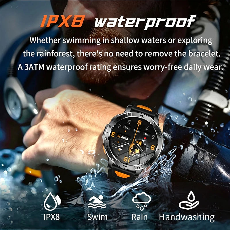 2026 Smartwatch,1400mAh battery,1.7"IPS screen,120+sports,SOS strobe alarm,IPX8 waterproof,LED light,BT Call,Xmas birthday gift