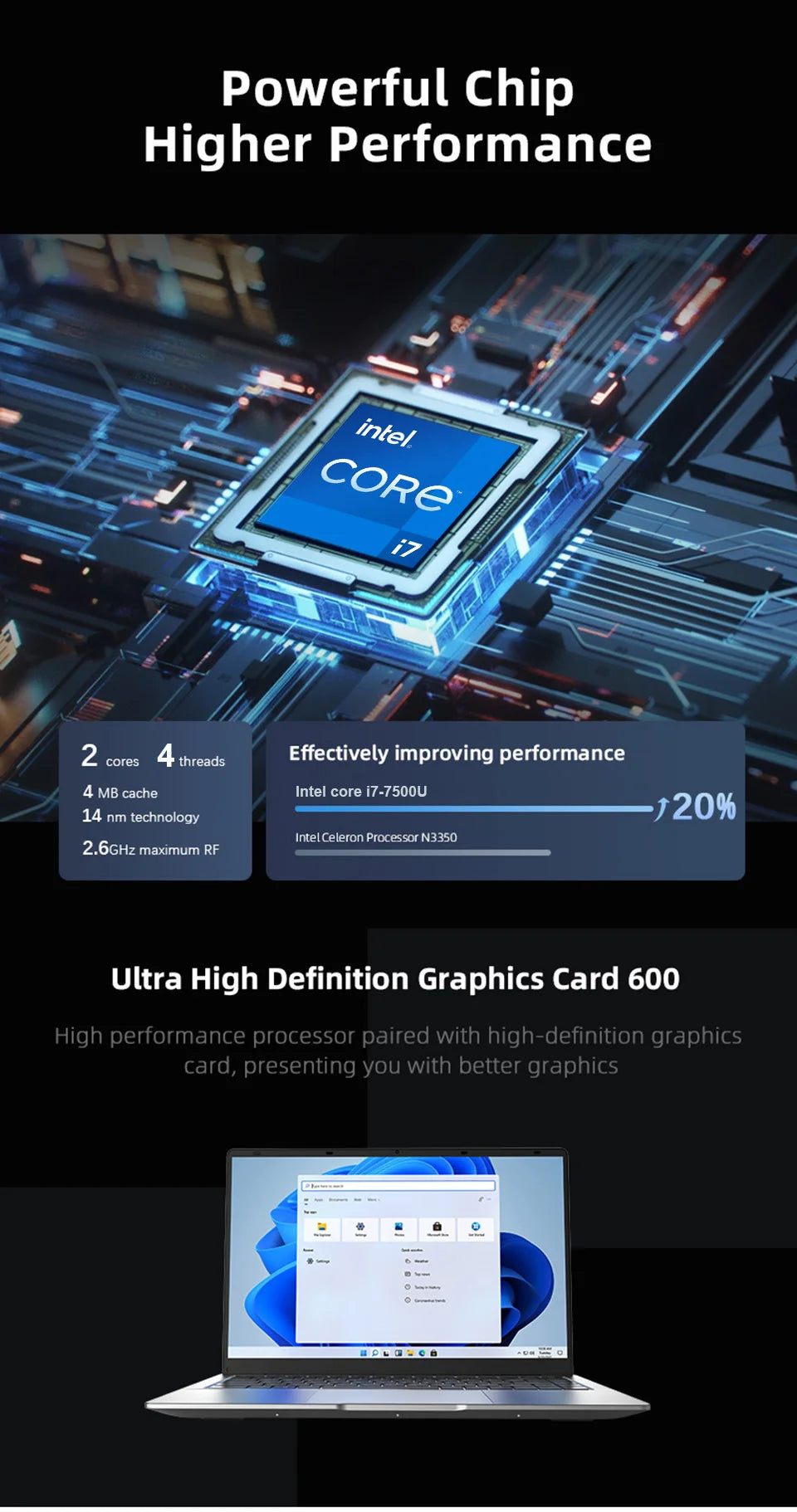 New Laptop Intel Core i7-9850H Atom A3950 Portable Laptop Windows11 Pro 12GB RAM 1TB 2TB M.2 SSD 14.1 inch Office Study Computer
