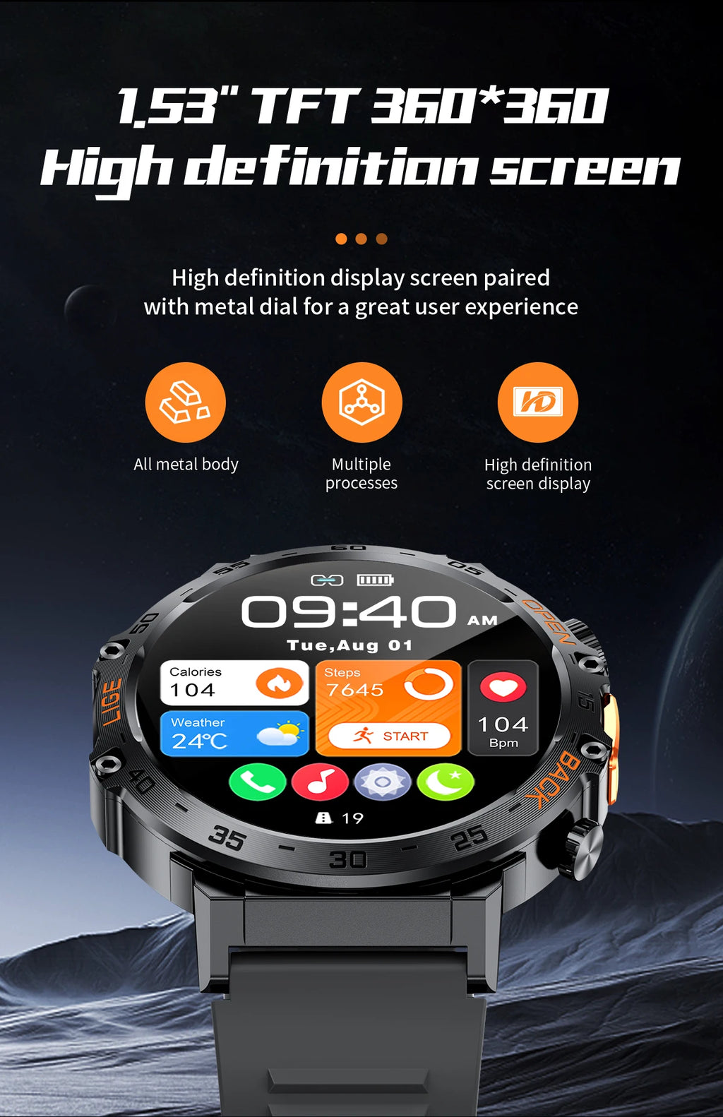 LIGE Smart Watch Men 360*360 AMOLED HD Screen Waterproof Sports Fitness Watches Flashlight Men Smartwatch For Andrio IOS 2026