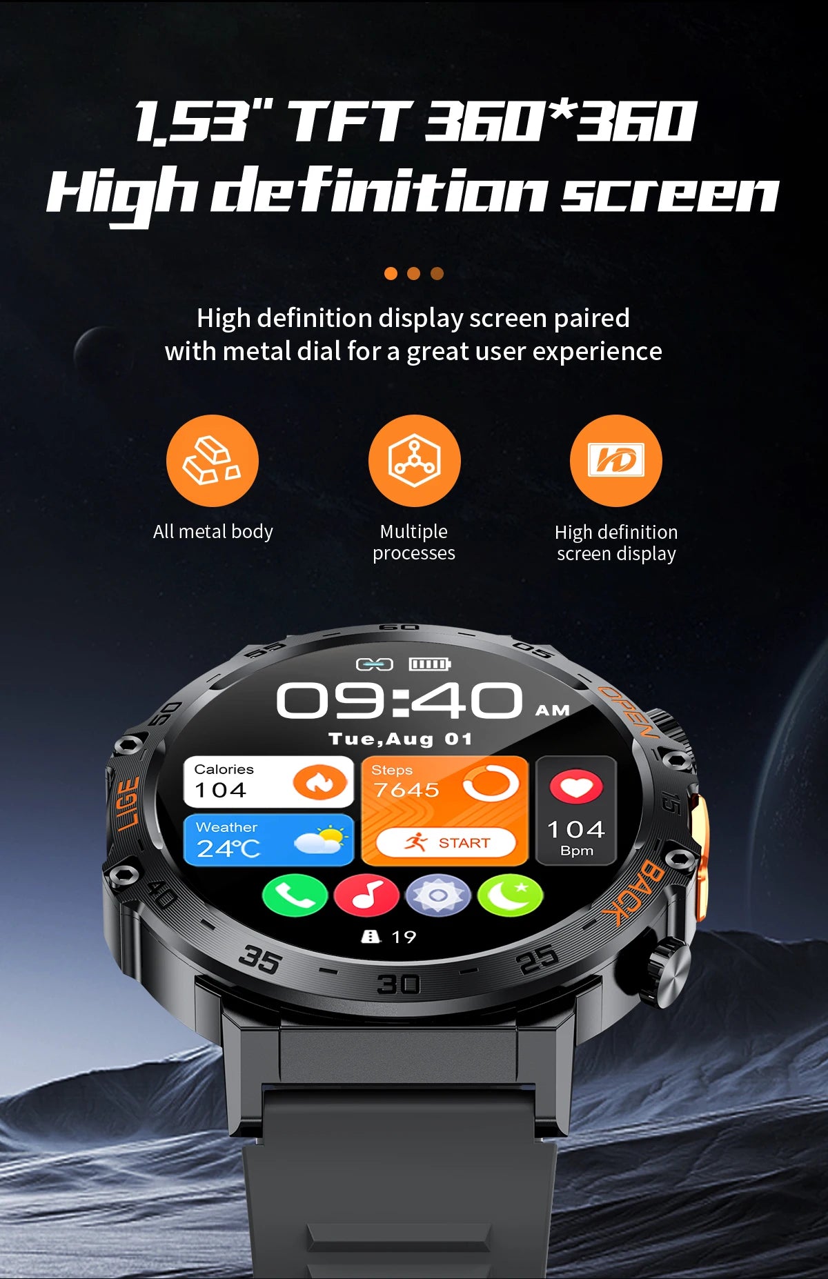 LIGE Smart Watch Men 360*360 AMOLED HD Screen Waterproof Sports Fitness Watches Flashlight Men Smartwatch For Andrio IOS 2026