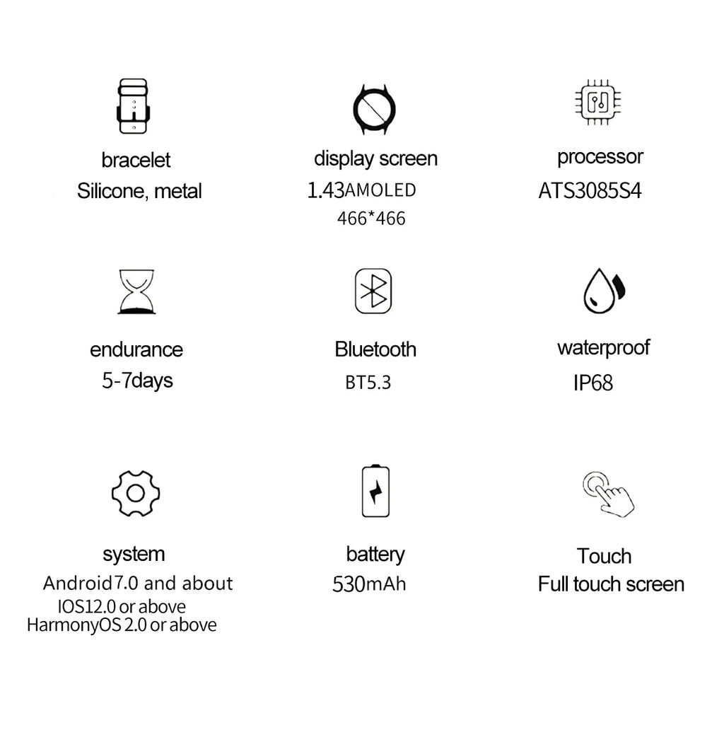 Smart Watch 2026 For Android IOS GPS Compass Sports Smart Watches For Man Women HD AMOLED Bluetooth Call Waterproof Smartwatch
