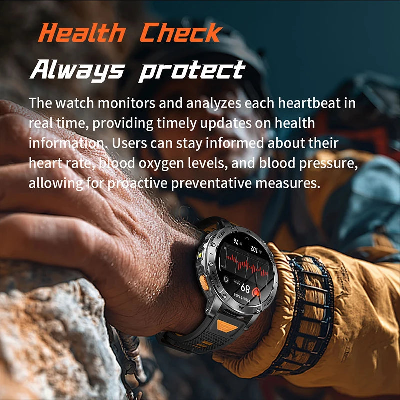 2026 Smartwatch,1400mAh battery,1.7"IPS screen,120+sports,SOS strobe alarm,IPX8 waterproof,LED light,BT Call,Xmas birthday gift