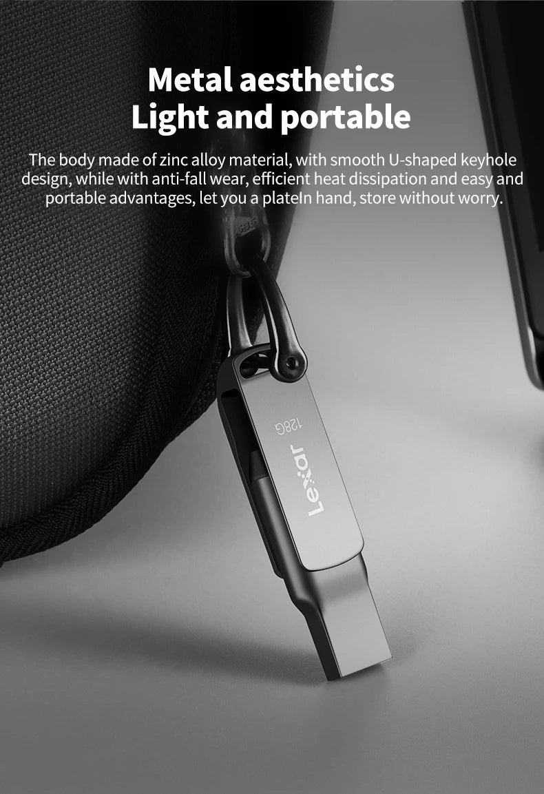 Lexar D400 USB Flash Drive USB 3.1 Type C/A Memory Stick Dual Slot USB Flash Drive 32GB 64GB 128GB 256G For Mobile Phone Compute