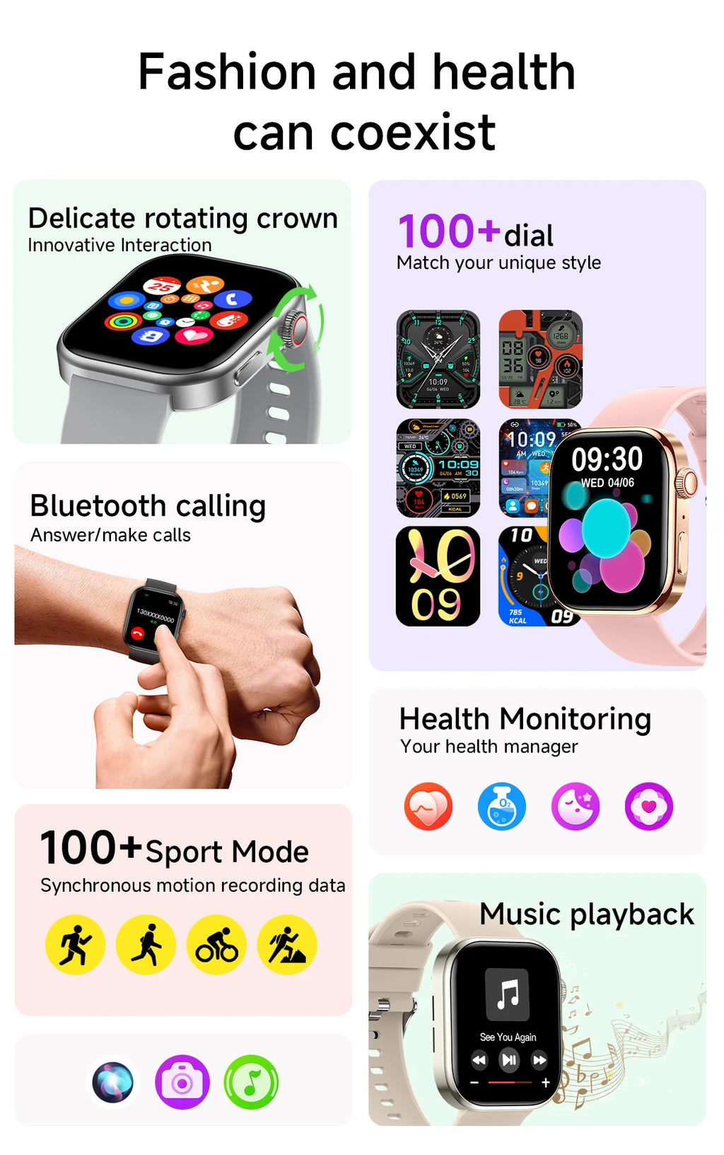 2026 NEW Smart Watch for Android/IOS 2.01“ HD Screen Health Monitoring Bluetooth Call Music Control Sport Watch for Men Women