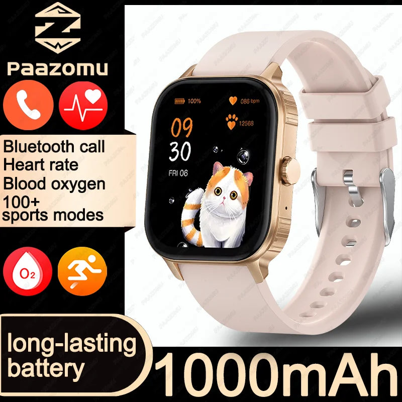 2026 upgraded smartwatch -1000mAh long battery life, 2.04-inch large screen, wireless calling, 100+sports, neutral smartwatch