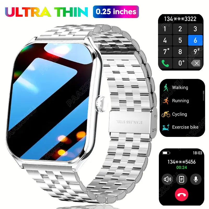 2026 New Smartwatch 1.96 inch Ultra-thin Bluetooth Call Health Monitor IP68 Waterproof 100 Sport Smart Bracelet For  Android iOS